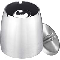 Cenicero Grande con Tapa- Cenicero de Acero Inoxidable- Portatil Cenicero a Prueba de Viento para el Jardín Interior al…